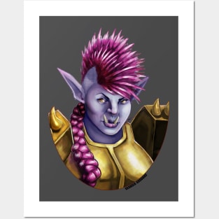 Purple Punk Orc Warrior Lady Posters and Art